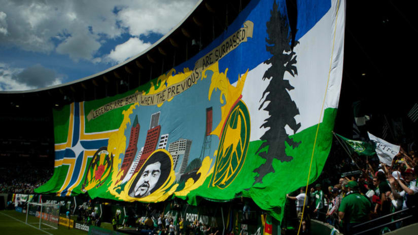Clive Charles tifo, Timbers vs. Sounders, 6.24.12