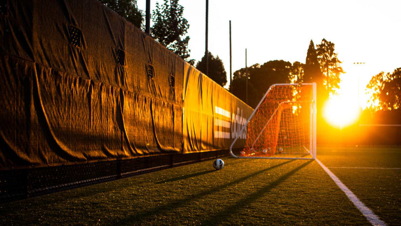Timbers Academy, sunset, Nike ball