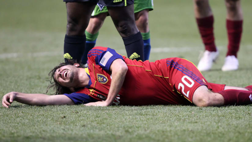 Ned Grabavoy injured his knee against the Seattle Sounders on April 10.