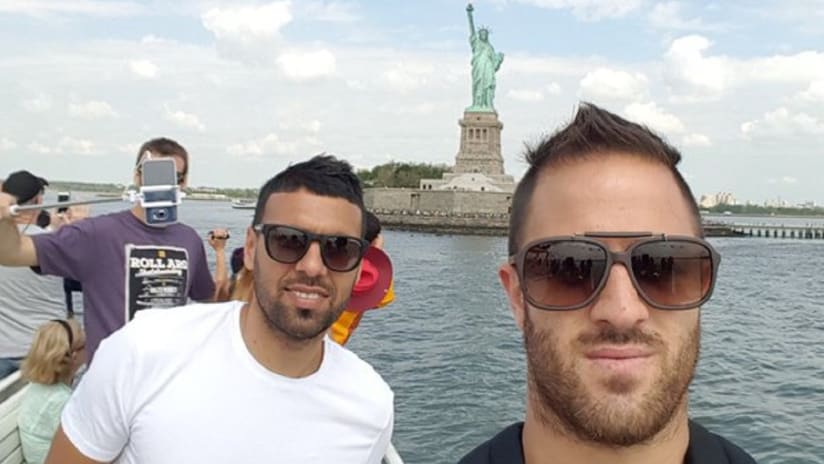 Martinez and Morales at Statue of Liberty
