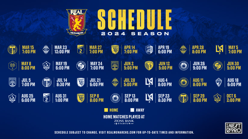 Real Monarchs 2024 Schedule Unveiled