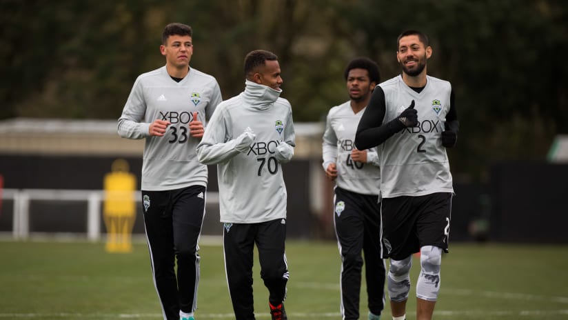 Dempsey with Academy players