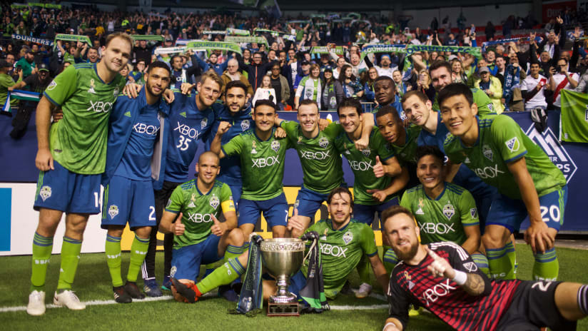 Sounders celebrate Cascadia Cup Vancouver 2018-09-15