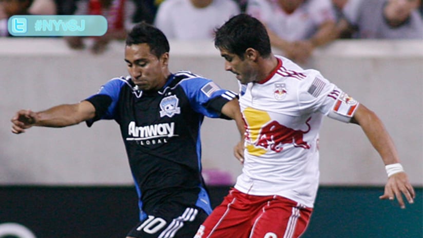 The first goal could tilt the series in favor of Arturo Alvarez (right) and the Earthquakes or Juan Pablo Ángel and the Red Bulls.