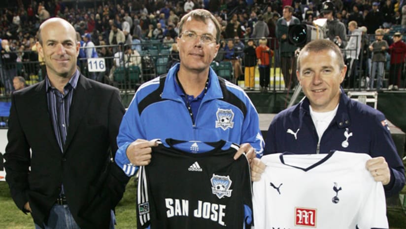 Quakes owner Jon Fisher, president Mike Crowley and former Spurs exec Paul Barber make a deal in '08