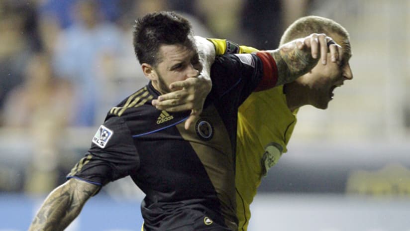 Danny Califf and Steven Lenhart were engaged in a battle in August 2010 which saw the forward prevail