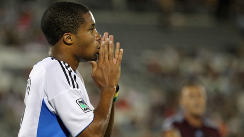 SJ forward Ryan Johnson is only left to pray for a goal after a subpar attacking display by the Quakes
