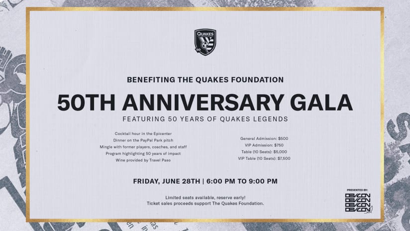 NEWS: Earthquakes Celebrate 50th Anniversary with Gala at PayPal Park on June 28