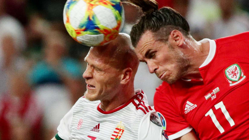 Botond Barath and Gareth Bale - Hungary vs. Wales - June 8, 2011