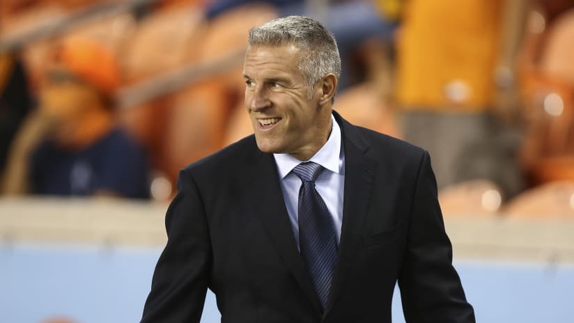Peter Vermes smile - Sporting KC at Houston Dynamo - Oct. 11, 2017