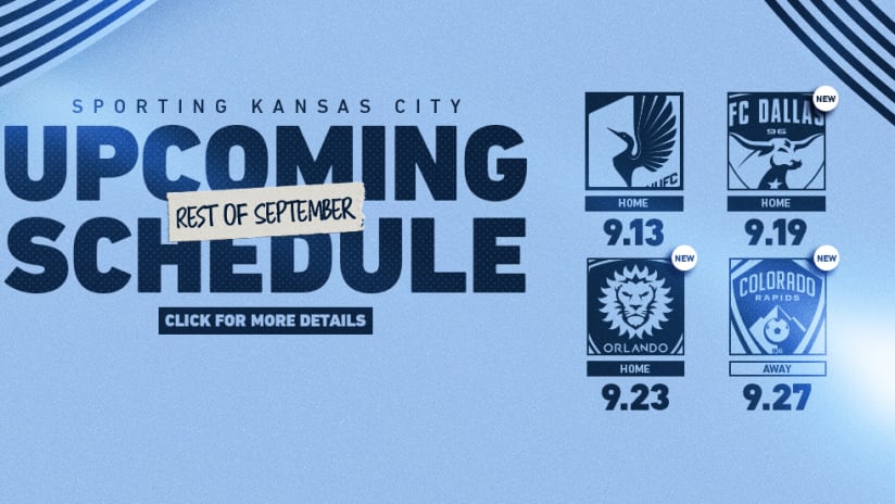 Sporting KC schedule announcement through September 2020 - 2Across DL Image