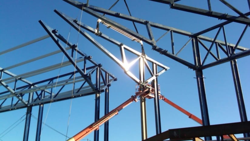The last truss of the iconic KC Soccer Stadium roof was set Oct 7.