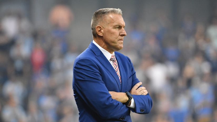 Peter Vermes with arms crossed - Sporting KC vs. Houston Dynamo - Aug. 31, 2019