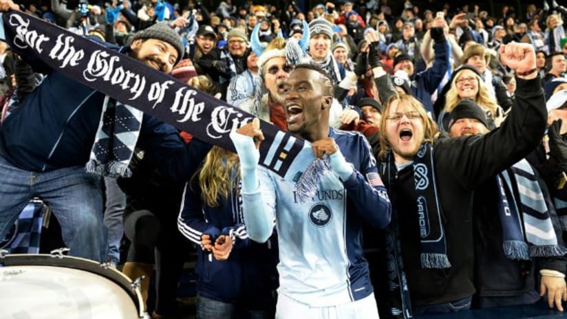 C.J. Sapong and fans - Sporting KC vs. Houston Dynamo - Eastern Conference Championship