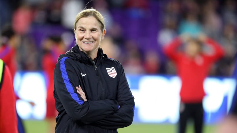 Jill Ellis on the sideline - U.S. Soccer