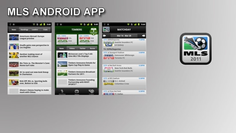 Major League Soccer launched an Android app for 2011