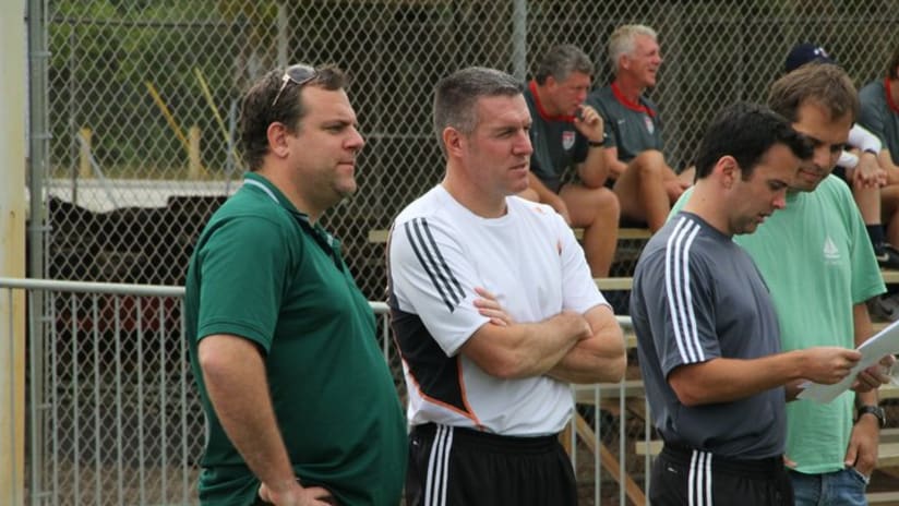 Manager Peter Vermes, assistant Kerry Zavagnin take on USA U-20 match.