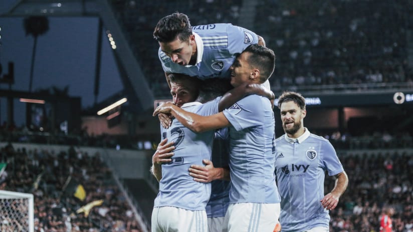 Team celebration - Sporting KC at LAFC - August 11, 2018