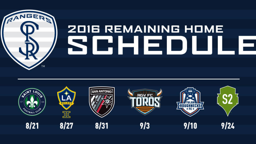 Swope Park Rangers Remaining Home Schedule - August 21, 2016