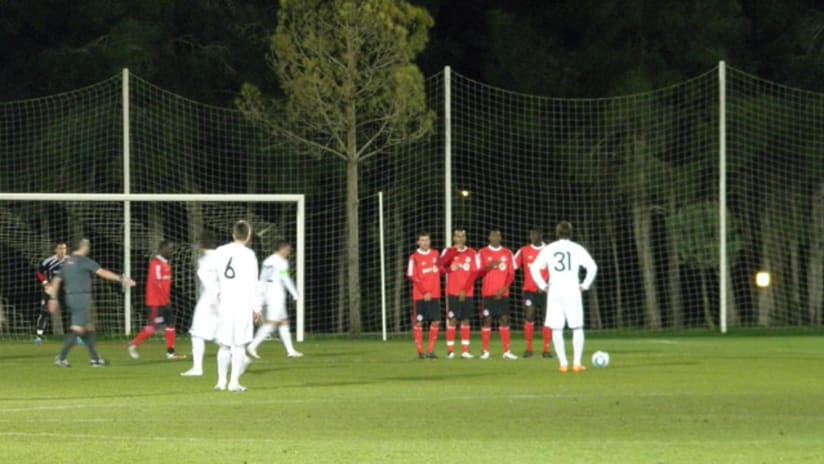 Partizan Belgrade free kick on Milos Kocic's goal in the second half.