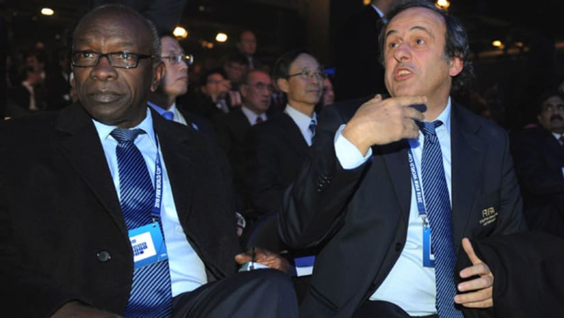 Jack Warner (L) and UEFA President Michel Platini (photo: Getty Images).