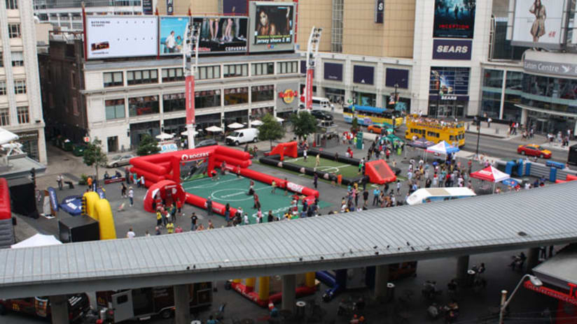 Play Soccer at Yonge-Dundas Square on Wednesday.