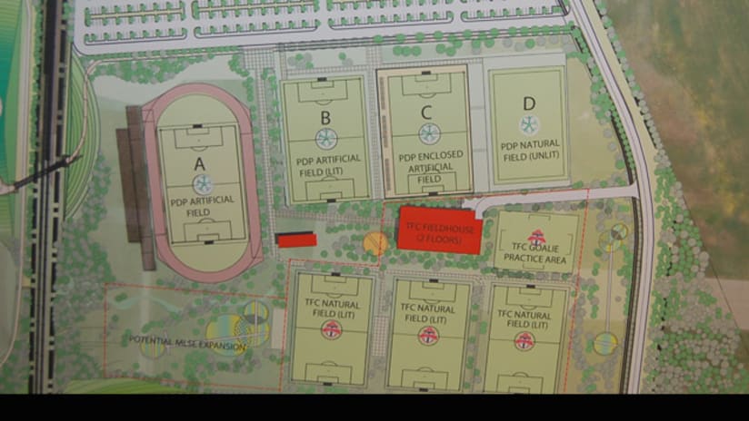 Toronto FC Academy & training facilities map at Downsview Park.