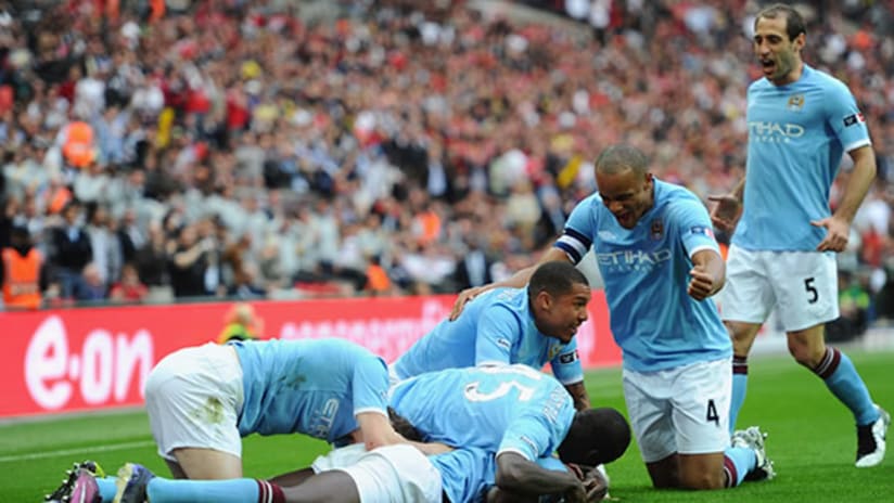 Manchester City FC English FA Cup celebration