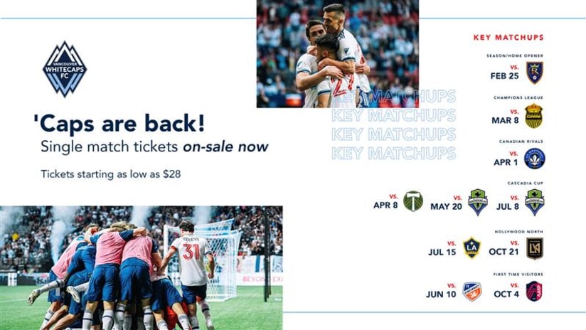 Single match tickets on sale now