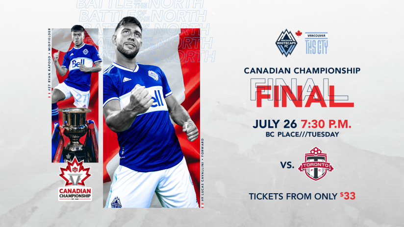 Canadian Championship Final set for Tuesday, July 26 at BC Place