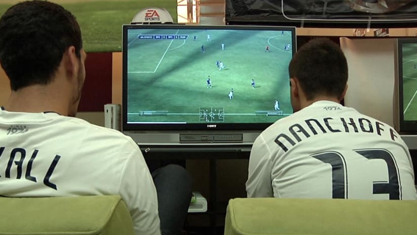 'Caps playing FIFA12 at EA
