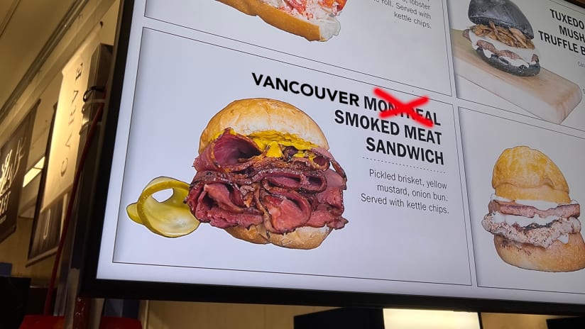 Montreal Smoked Meat Sandwich renamed Vancouver Smoked Meat Sandwich for Canadian Championship Final