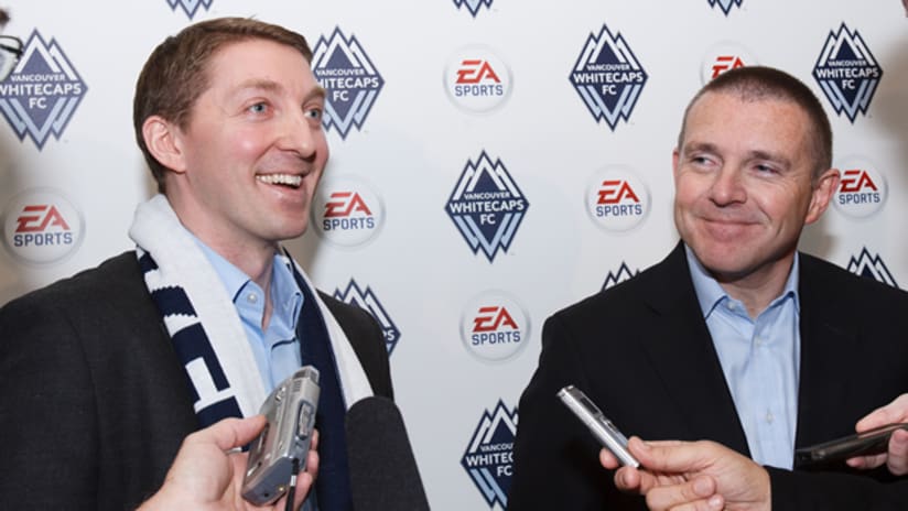 EA SPORTS VP and GM of Soccer, Matt Bilbey and Whitecaps FC CEO Paul Barber