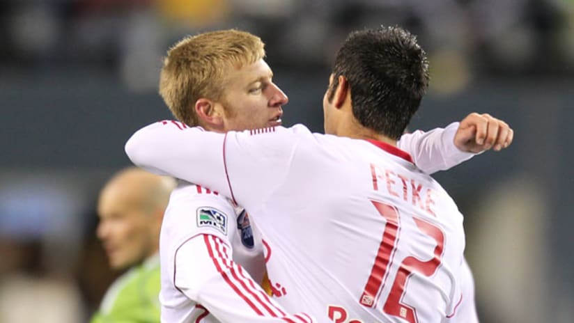 Tim Ream (left) and Mike Petke did the dirty work for the Red Bulls in Seattle.