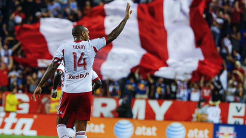 Thierry Henry waves goodbye to the fans.