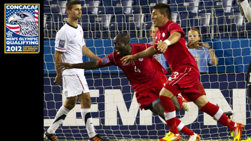 Olympic Qualifying: Canadian side celebrates their goal versus US