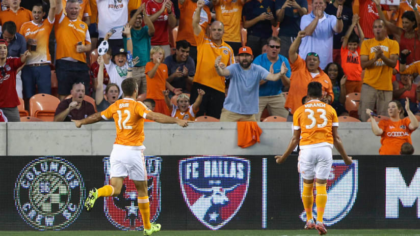 Will Bruin - Houston Dynamo - Celebrates a goal at BBVA Stadium