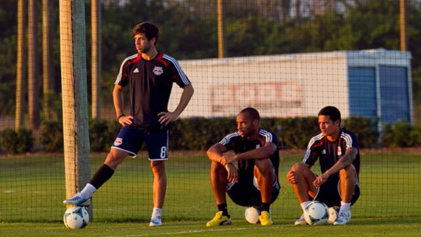 Juninho Pernambucano, Tim Cahill and Thierry Henry at preseason
