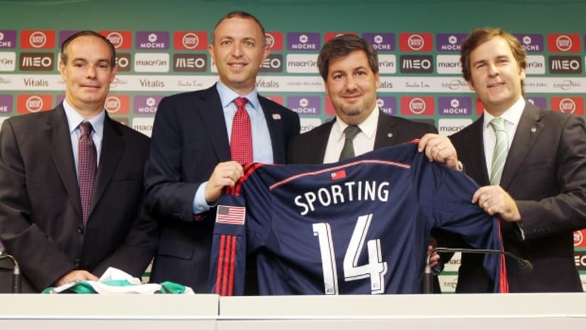 Brian Bilello and Michael Burns with Sporting CP executives