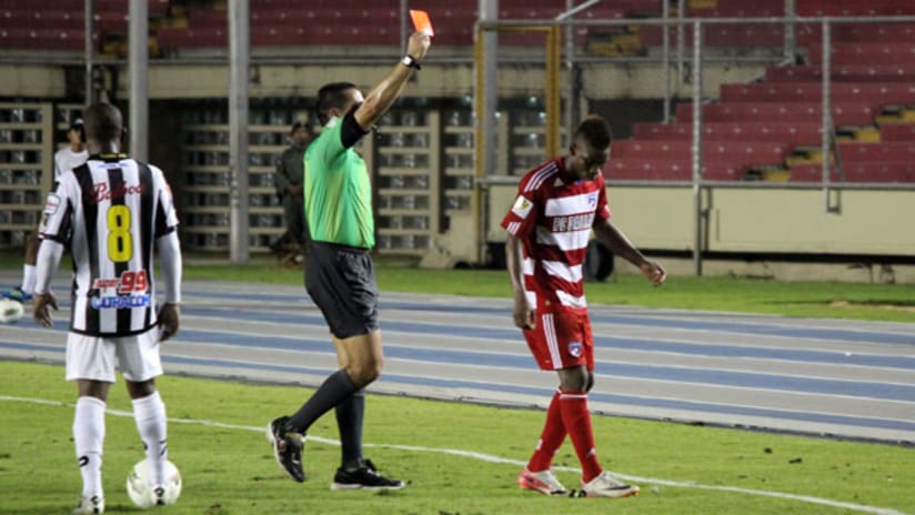 FC Dallas' Fabian Castillo is shown red.