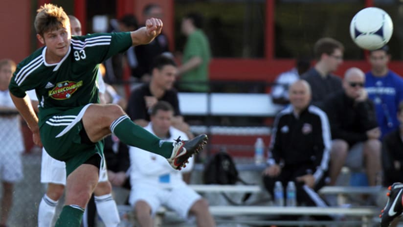 Kirk Urso kicks the ball during the 2012 MLS Combine
