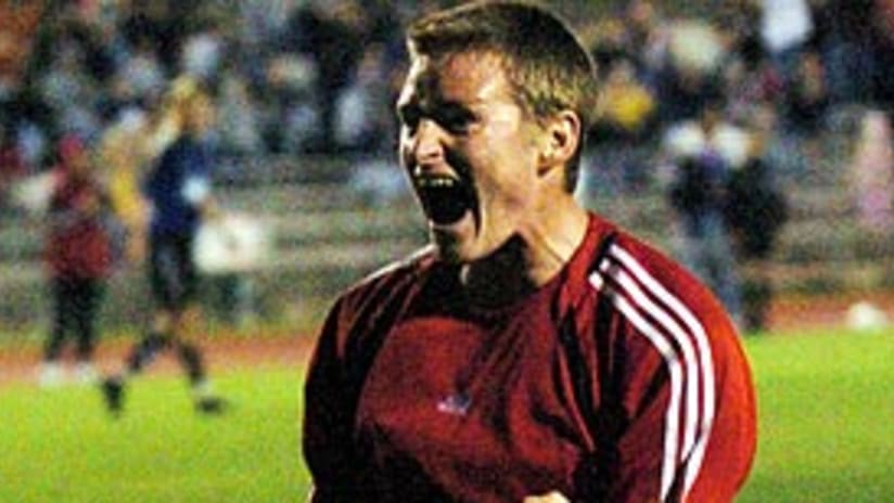 Ty Maurin reacts to scoring FC Dallas' first goal Saturday night.