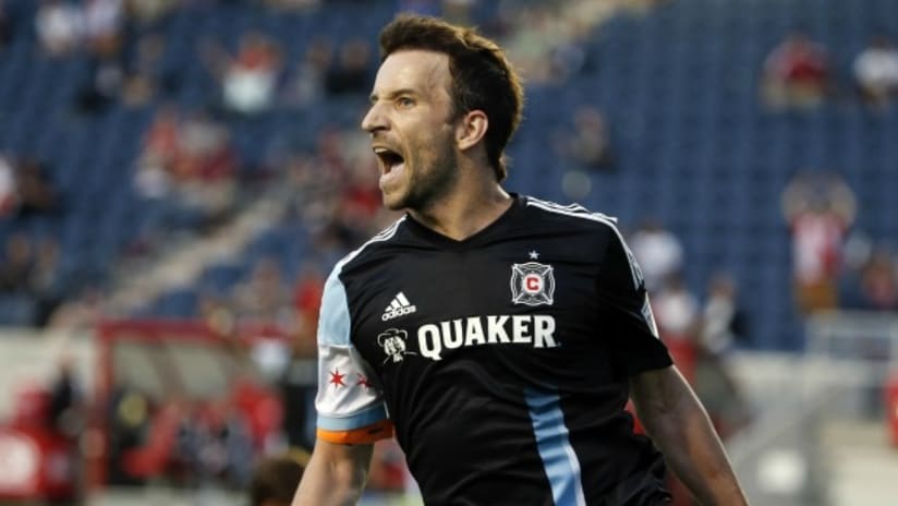Chicago Fire's Mike Magee celebrates goal vs. Charlotte Independence in USOC