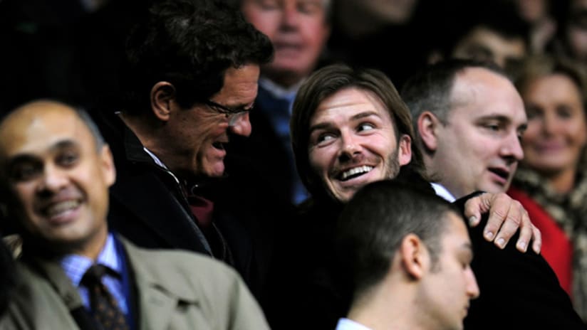 Beckham talks with Capello in England