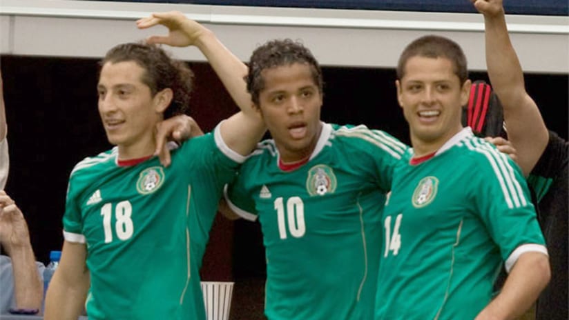 Mexico's Andres Guardado, Giovani and Chicharito