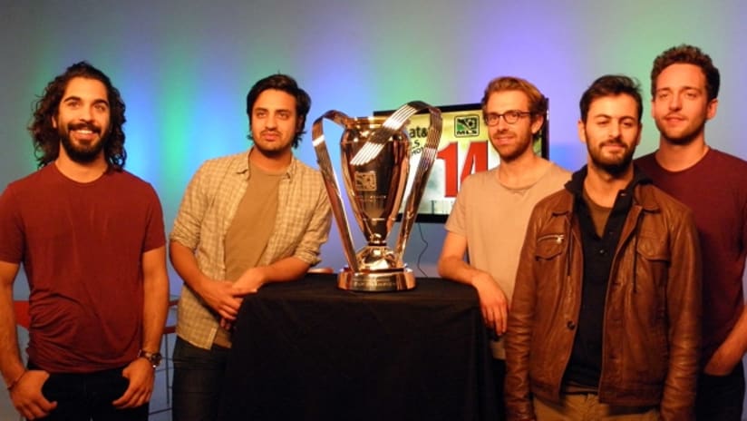 Young the Giant posing with the MLS Cup