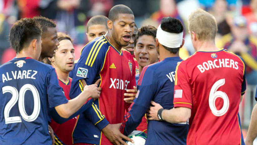 Chris Schuler and Joaquin Velazquez square off in a contentious finish at RSL-Chivas