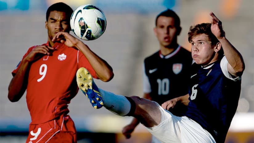 Caleb Clarke and Wil Trapp during the US-Canada game at the CONCACAF U-20 Championship