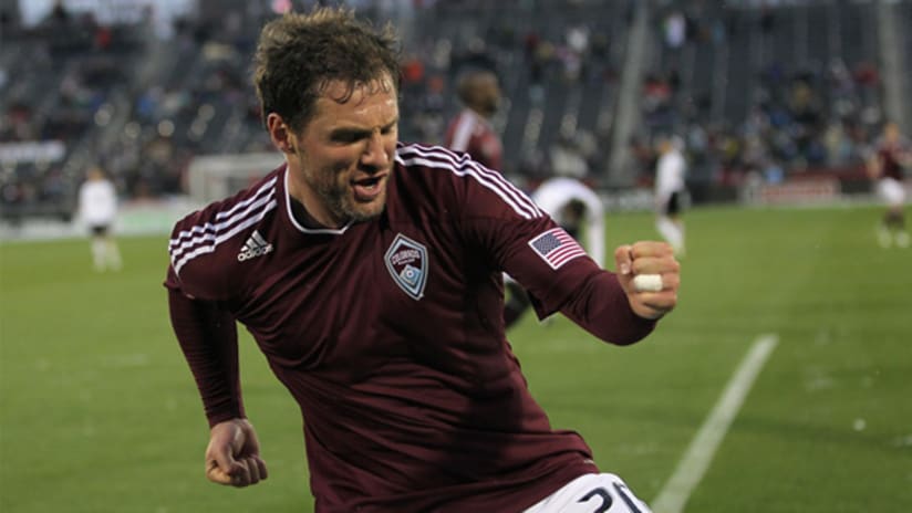 Colorado's Jamie Smith celebrates after putting the Rapids in front during the second half of a 4-1 win over D.C. United on Sunday.