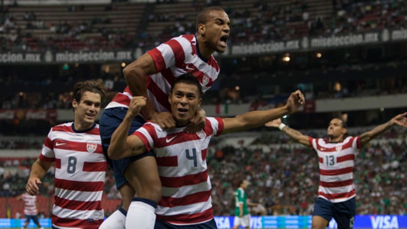 Orozco Fiscal and Terrence Boyd celebrate vs Mexico